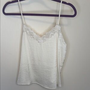 White Lace Trim Women's Top